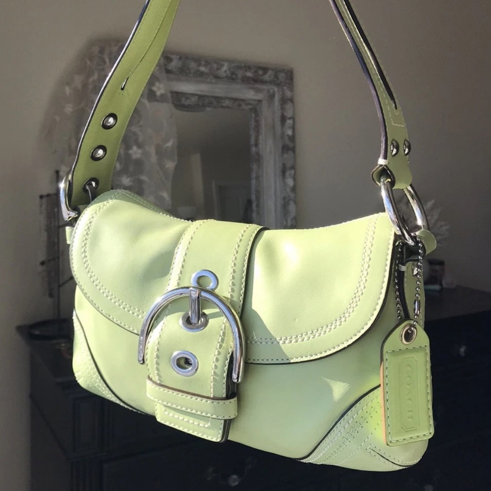 Coach Vintage Soho Buckle Flap Leather Shoulder Bag, 2006 Y2K, Lime Green, 10577 - Picture 16 of 16